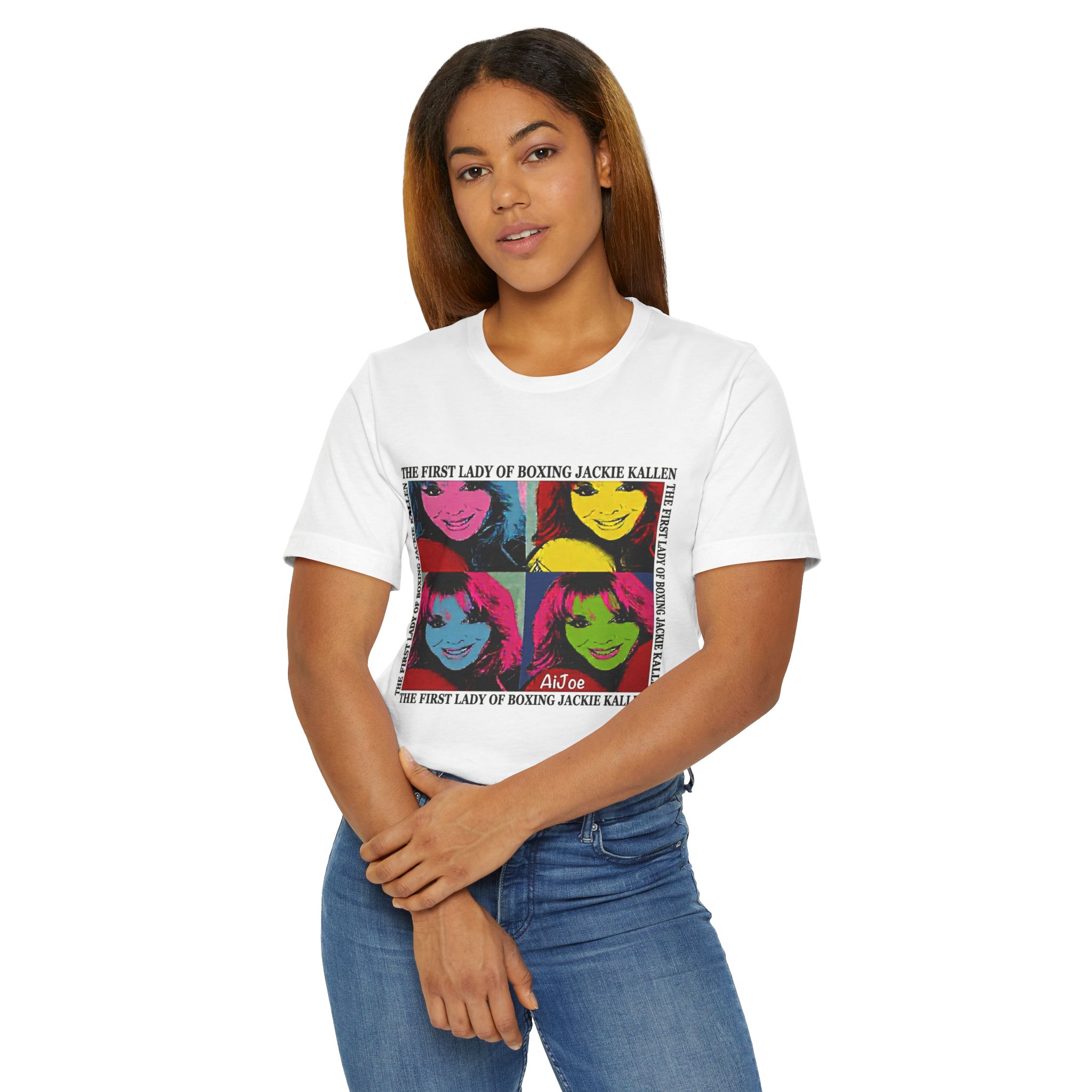 Pop Art 'The First Lady of Boxing Jackie Kallen' T-Shirt - Image 4